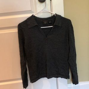 Collard half button up kind sleeve sweater